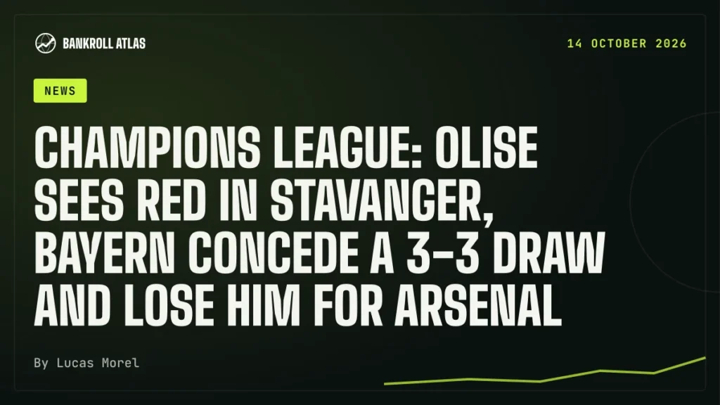 Champions League: Olise sees red in Stavanger, Bayern concede a 3-3 draw and lose him for Arsenal