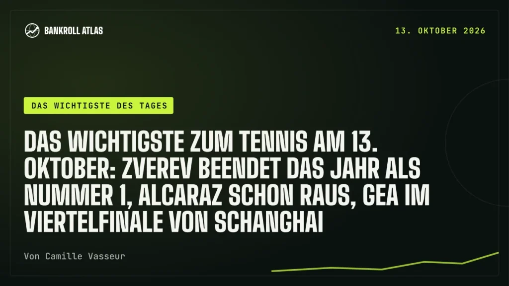 Das Wichtigste zum Tennis am 13. Oktober: Zverev beendet das Jahr als Nummer 1, Alcaraz schon raus, Gea im Viertelfinale von Schanghai