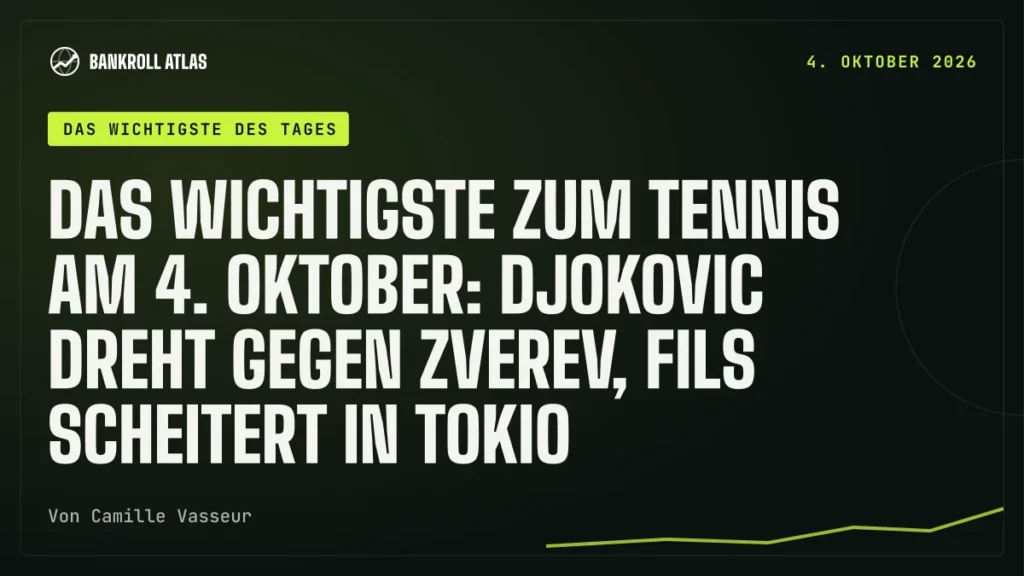 Das Wichtigste zum Tennis am 4. Oktober: Djokovic dreht gegen Zverev, Fils scheitert in Tokio