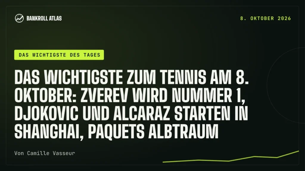 Das Wichtigste zum Tennis am 8. Oktober: Zverev wird Nummer 1, Djokovic und Alcaraz starten in Shanghai, Paquets Albtraum