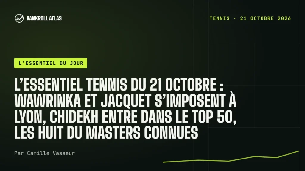 L’essentiel tennis du 21 octobre : Wawrinka et Jacquet s’imposent à Lyon, Chidekh entre dans le top 50, les huit du Masters connues