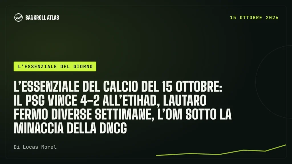 L’essenziale del calcio del 15 ottobre: il PSG vince 4-2 all’Etihad, Lautaro fermo diverse settimane, l’OM sotto la minaccia della DNCG