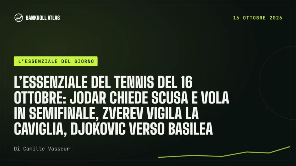 L’essenziale del tennis del 16 ottobre: Jodar chiede scusa e vola in semifinale, Zverev vigila la caviglia, Djokovic verso Basilea