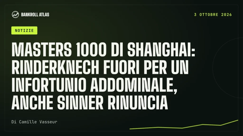Masters 1000 di Shanghai: Rinderknech fuori per un infortunio addominale, anche Sinner rinuncia