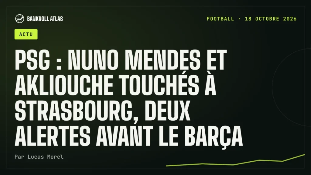 PSG : Nuno Mendes et Akliouche touchés à Strasbourg, deux alertes avant le Barça
