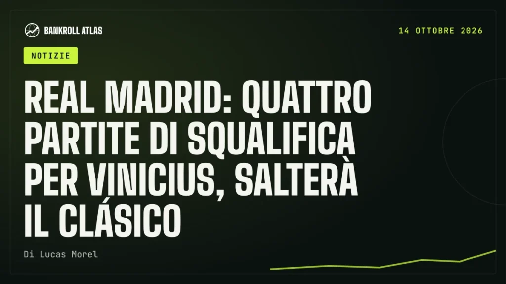 Real Madrid: quattro partite di squalifica per Vinicius, salterà il Clásico