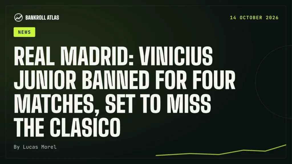 Real Madrid: Vinicius Junior banned for four matches, set to miss the Clasico