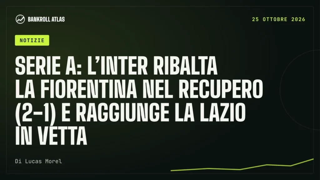 Serie A: l’Inter ribalta la Fiorentina nel recupero (2-1) e raggiunge la Lazio in vetta
