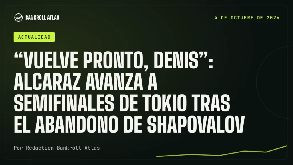 “Vuelve pronto, Denis”: Alcaraz avanza a semifinales de Tokio tras el abandono de Shapovalov